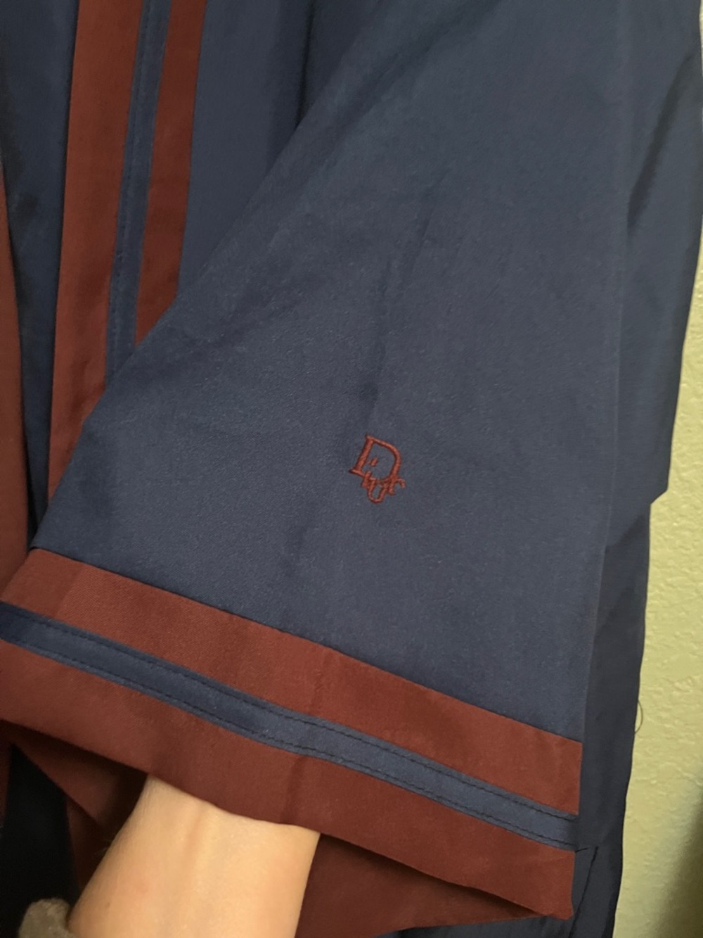 Dior Silk Robe in Navy and Burgundy excellent OS - Picture 4 of 5